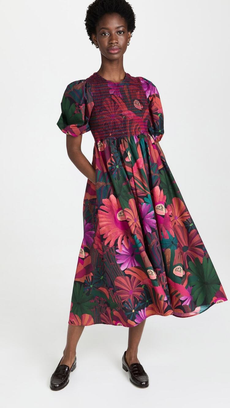 NWT FARM RIO Bird Flowers Midi Dress Medium M